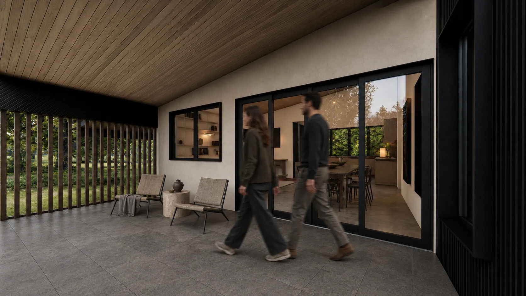 Terraza protegida y conexión interior exterior de CASA AL