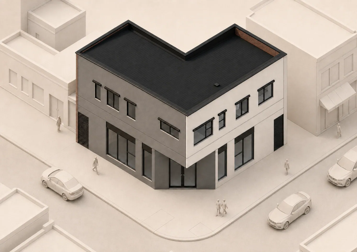 Vista axonométrica del modelo arquitectónico coordinado del proyecto Zenteno